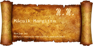 Mácsik Margitta névjegykártya